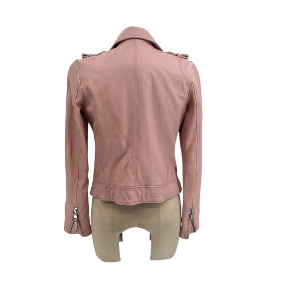 Dylan Gray Leather Moto Jacket Blush Pink Zip Front Size XS - Picture 10 of 16